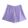 Women Summer Sweet Print Shorts Skirts ZA Wrap Side Bow Tie Vintage Casual Female Street Botton Clothing 210513