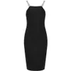 レディースドレス高品質ブラックセクシータイトフィッティングスクエアネック、バックレスチェーンファッション包帯パーティー210525