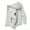 Весенне-осенняя модная мужская куртка Kroean Свободного кроя с капюшоном и карманами на молнии Сплошной цвет Уличная одежда Ins Super Fire Jackets Men 220212