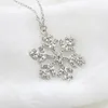 Hänge halsband stora snöflinga silver pläterade glänsande simulerade diamand mode lång halsband för kvinnor smycken