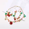 Christmas Necklace Set Flowers Color Bell Necklaces Bracelet Earrings festival Jewelry