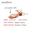 Sophitina النساء الأحذية الصنادل الصيف جلد طبيعي مربع تو حزب اللؤلؤ الأزياء الصلبة تنفس الصنادل fo176 210513