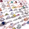 wholesale 30pcs/Lot women's rings rhinestone crystal zircon stone Jewelry Ring couple gifts wedding bands mix styles fashion party favor