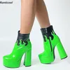 Rontic 2021 novas mulheres plataforma de inverno botas de tornozelo lateral zíper bloco saltos redondos toe boutique vestido verde sapatos tamanho 5-15