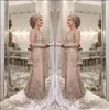 2021 Lyxig Moder av brudklänningar V Neck Långärmad Kristall Beaded Mermaid Lace Applique Plus Storlek Party Evening Wedding Guest Gowns