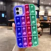 Push Bubble Cell Phone Silicone Cases Reliver Stress Toys Rainbow Fidget Protective Cover for iPhone 13 12 11 Pro Max iPhone13 Mini 8 7 Plus