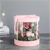 Enrole de papel de papel redondo caixas de papel de flores abraçar flores de florista bucket transparente caixa de bolo de PVC Ladies Presents