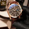 Men's Watch Luxury Multi-Functional Sports Timing Leather Watch Waterproof Luminous Watch Relogio Masculino 210804