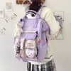 Purple Rugzak Vrouwen Waterdichte Snoep Kleuren Rugzakken Fancy High School Tassen voor Tiener Meisje Leuke Reizen Rugzak 210922