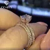 Conjunto de anéis para mulheres casal anel zircônia cúbica simples clássico jóias nupcial casamento noivado gota 1536 band8091257