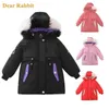 Enfants Hiver Vers Le Bas Coton Veste Nouvelle Mode Fille Vêtements Enfants Vêtements Épais Parka À Capuche Snowsuit Survêtement Manteau Pardessus H0909