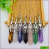 Kettingen hangers sieraden zeshoekige prisma's chakra pendums natuurlijke stenen hanger amet reiki genezende kristallen meditatie voor mannen vrouwen vallen