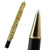 Ballpoint Pensing Jinhao Golden Double Dragon Играть жемчуга Резьба Тиснение Башня Башня Крышка Ролика Шариковая Ручка Золотая Отделка Профессиональный Офис Канцтер