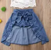 3pcs/set Kids Baby Girl Spitze Off-Shoulder Solid Color T-Shirt Tops + kurze Hosen + Rock Kleidung Outfits Sommer