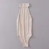 Sexy col roulé body femmes blanc noir sans manches dos nu licou côtes corps costumes pour streetwear été 210521