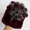 Winter Women's 100%Natural Rex Rabbit Fur Cap Lady Warm Caps Good Elastic Real Hats 211119