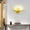 Vägglampa Kinesisk Individuell Modern Designer Koppar Gingko Leaf Led Flower Lights Decor Hem Living Room Aisle Bedroom Bedside