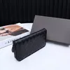 Top quality Italy Genuine leather Wallet for men Zipper around vintage handmade woven purse black card Holder bill case