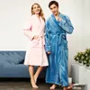 Men's Sleepwear Men's Winter Lovers Robe Warm Thick Bathrobe Gown Flannel Solid Couple Kimono Coral Fleece Loungewear Home Clothes