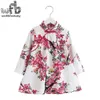 Retail 2-8 years children's girls long-sleeves cheongsam dress spring autumn fall summer printing Q0716