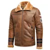 Men Autumn Fashion Outwear Vintage Warm Fleece Leather Jacket Coat Men Casual Classic Motor Biker Bomber Leather Jacket Men 220125