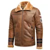 Uomo Autunno Moda Outwear Vintage Caldo Pile Giacca di Pelle Cappotto da Uomo Casual Classico Motor Biker Bomber Giacca di Pelle da Uomo 220125