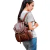 Vintage femmes sac à dos pour adolescentes sacs d'école grand cordon sacs à dos de haute qualité en cuir PU noir mochila sac XA658H K726
