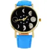 Polshorloges 2021 dames039s modemerk kijkt Moonphase Space Astronomy Quartz Casual lederen horloge6913795