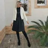 2021 Kış PU Patchwork Sashes Elbise Uzun Kollu Standı Yaka Bir Çizgi Vintage Moda Siyah Katı Zarif Diz Elbiseleri