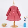 Girl's Dresses Autumn Winter 2021 Girls Dress Long Sleeve O Neck Red Plaid Cute Sweet Baby Vestidos 18M-7T