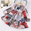 HE Hello Enjoy Toddler Girl Spring Dress 2020 Winter Golden Velvet Vêtements Broderie Bébé Filles Col Roulé Vêtements Petites Filles Q0716