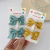Korean solid color cloth bow hairpin bangs broken hair edge clip back of head double horsetail girl accessories