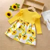 2021 0-18 Months Autumn Clothes Toddler Baby Girls Long Sleeve Floral Printed Ruffles Princess Dress