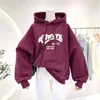 Korean Fashion Product Women Hoodie Winter Sweatshirt Print Letters Chees Harajuku Long Sleeve Plus Velvet Pullover Female 211220