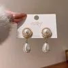 Afshor 2022 Nova Moda Charme Coreano Elegante Brincos De Gota De Pérolas Brancas Para As Mulheres Bohemian Golden Round Wedding Brincos Jóias Presente