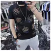 selling short sleeve men's famous Crown brand diamond fitness top T-shirt 210716