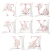 Travesseiro Letras Cor-de-rosa Floral Decorativo Almofadas Fronha Poliéster Coxim Capa Lance Almofadas Sofá Decoração FronhaCover