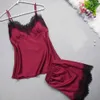 Women Sexy Lingerie Set Lace Crop Top Shorts Pajamas Set Camisole Sleepwear Satin Pijama Nightwear Pyjama Femme Night Suit Q0706