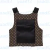 Vintage Letters Flowers Vest Outdoor Brown Leather Hiking Climbing Protective Tactical Vests Mens Womens Fashion Street Hip Hop Tank Tops Waitcoat