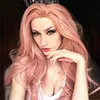 24 inches Big Curly Synthetic Wig Pink Color High Temperature Fiber Pelucas Simulation Human Hair Wigs WIG-139