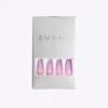 French Rhinestone Purple Ombre Fake Nails Ballerina Long Glossy Coffin Press on Nail False Tips Artificial Finger Manicure 24pcs