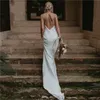 Enkel Boho Bröllopsklänning Mermaid 2021 Spaghetti Straps Chiffon Bohemian Bridal Gowns Bride Dresses Vestido de Noiva