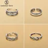 Classical Retro Vintage 925 Sterling Silver Hand Open Finger Ring Leaf Hoop Adjustable Rings for Women Valentine's Day Jewelry