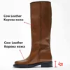 ZA Women Knee High Boots Genuine Leather Wide Calf motorcycle Shoes Woman low Heels Autumn Winter Riding size 41 42 43 211217