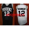 ＃12 God Shammgod Providence Black White Basketball Jerseyステッチカスタム任意の数字名NCAA XS-6XL