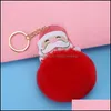 Sleutelringen Sieraden 2021 Winter Kerst Bontbal Milieuvriendelijk Lederen Santa Claus Plush Bag Sleutelhanger Vrouwen Gift Drop Levering WT