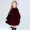 Robe de soirée à manches longues hiver enfants es fille pour filles costume automne doré velours princesse 210528