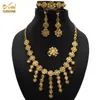 ANIID Joyería Conjunto de collar nupcial para mujer Boda Joyería de Dubai Pendientes Anillos de lujo Pulsera Indio Chapado en oro de 24 quilates Calidad H1022