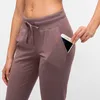 NWT Waist Drawstring Pants Fitnes Sweatpants med två sidofickor 4-vägs stretch leggings Lady Stretchy Pants 210721