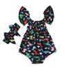 Retailwhole Baby girl dinosaur printed tassels romper 2pcs set with bow headband jumpsuits jumpsuit onepiece onesies rompers7468074
